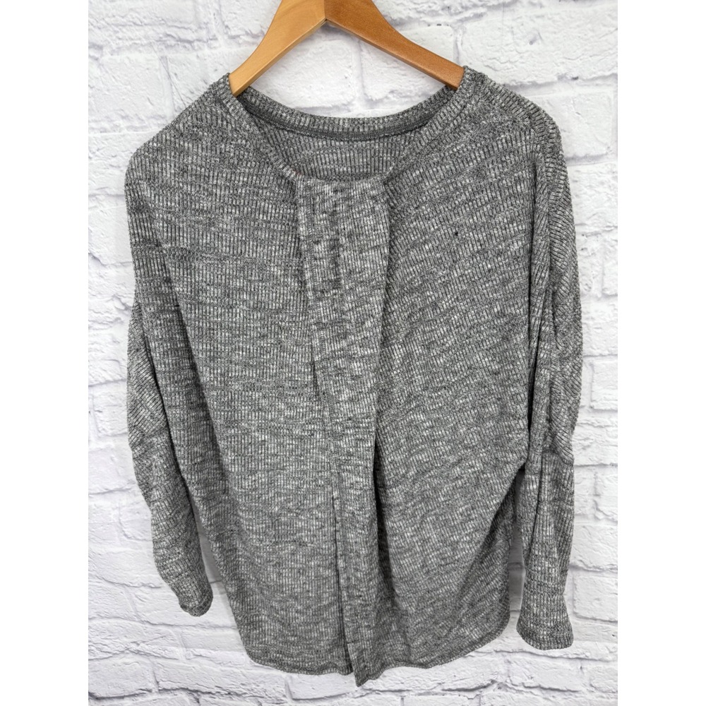 Matilda Jane Womens Gray Ribbed High Low Split Back Knit Top Size‎ Large - Picture 2 of 7
